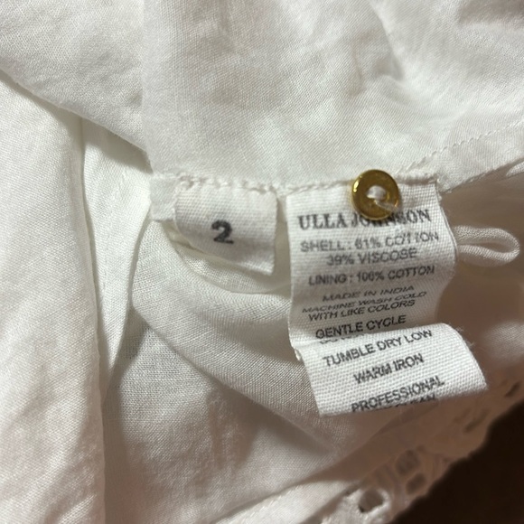 Ulla Johnson Simone Puff Sleeve Eyelet‎ Shift Dress Size 2 White Bridal Lace - Picture 7 of 16
